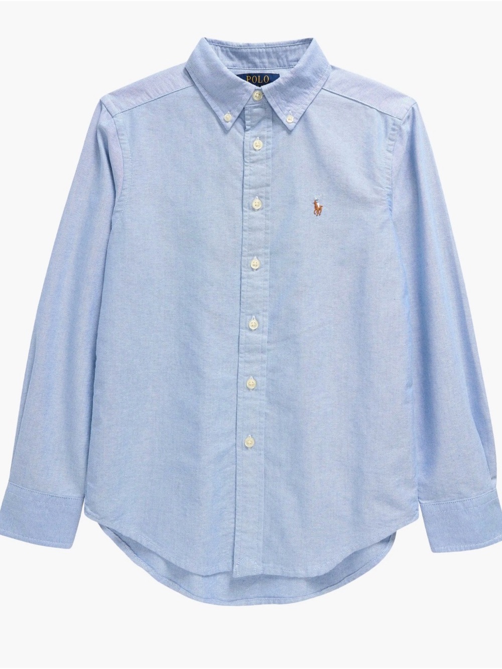 Ralph Lauren Light Blue Button-Down Shirt with Flesh Pony Logo